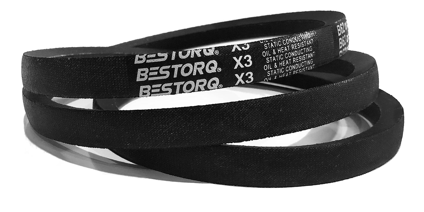 BESTORQ B300 V-Belt, Classic Wrapped Rubber X3 V-Belt, Black, 301.4" Outside Circumference x .66" Width x .43" Height, Pack of 4