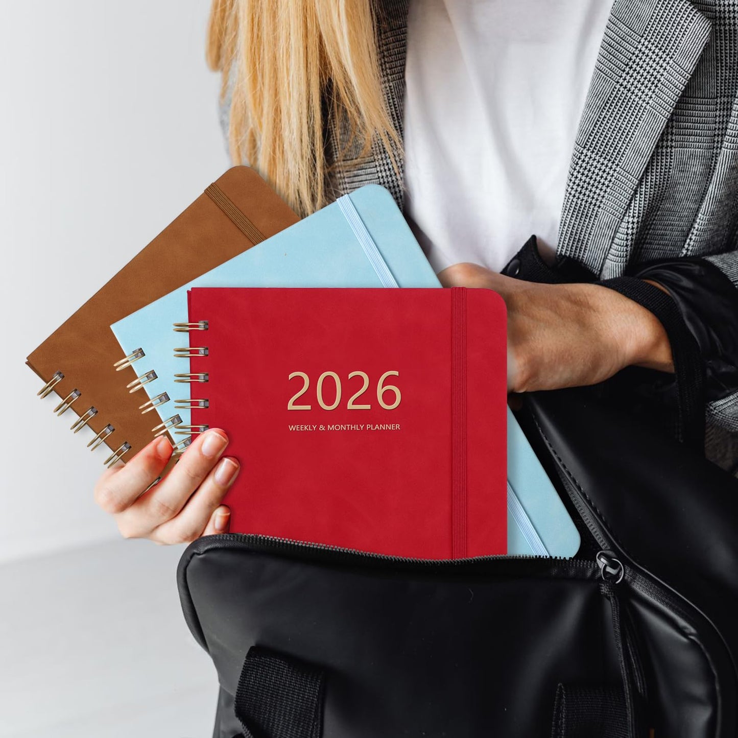 2026 Planner - Weekly and Monthly Planner 2026, Jan 2026 - Dec 2026, 6.4" x 8.5", Daily Planner Calendar Planner with Monthly Tabs, Elastic Closure, Pocket, Notes, Faux Leather Cover Yearly Agenda(Red)