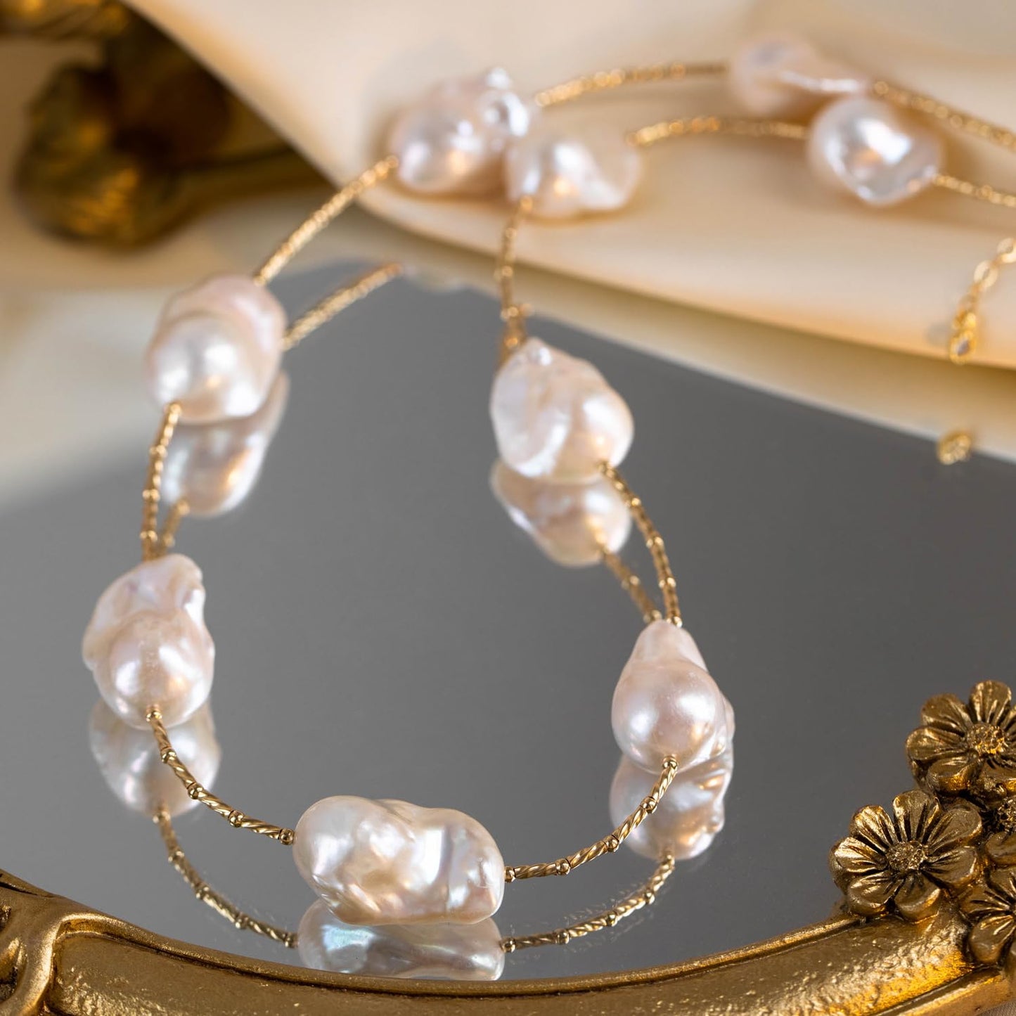 Freshwater Pearl Necklaces for Women; Baroque Pearl Necklace; Long Pearls Necklace for Women; Pearl and Gold Necklace; Real Pearls Station Necklace