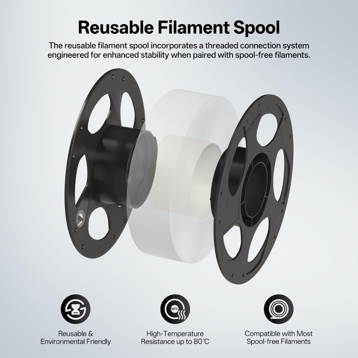 ANYCUBIC PC Filament 1.75mm, Tough and Long-Lasting Polycarbonate 3D Printer Filament, Accuracy +/- 0.02mm, Fit Most FDM 3D Printer, 1KG Spool, Black