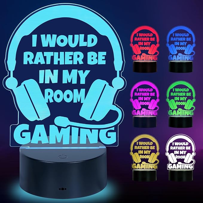 Christmas Gamer Gifts for Teenage Year Old Boy Girls Easter Basket Stocking Stuffer, Boyfriend Husband Birthday Gift for Men Dad Son Daughter, LED Light Up Gaming Lamp Acrylic Gaming Night Light
