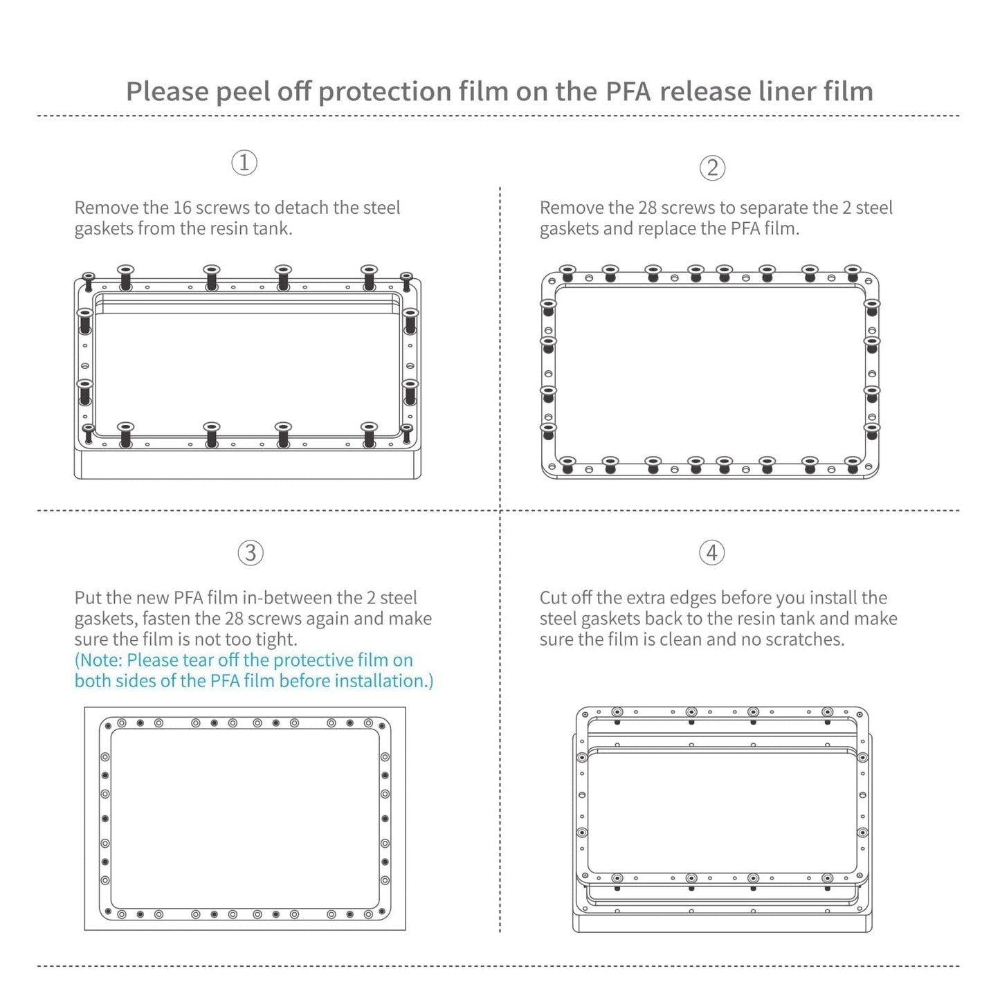 ELEGOO 3PCS PFA Release Liner Film for Saturn 2/8K/3/4/4 Ultra/4 Ultra 16K Resin 3D Printer 273x176mm, 0.127mm Thickness and 92% Light Transmittance