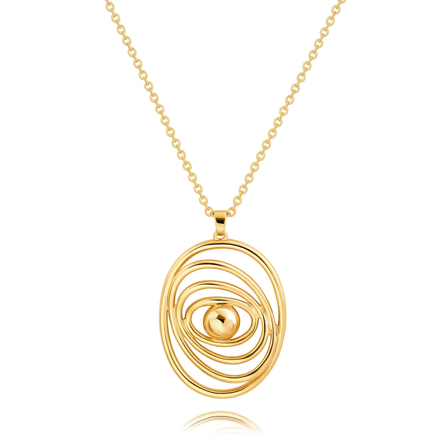 CANEVINKA 18K Gold Plated Evil Eye Oval Pendant Necklace Long Chain Link Sweater Necklace Layering Jewelry for Women