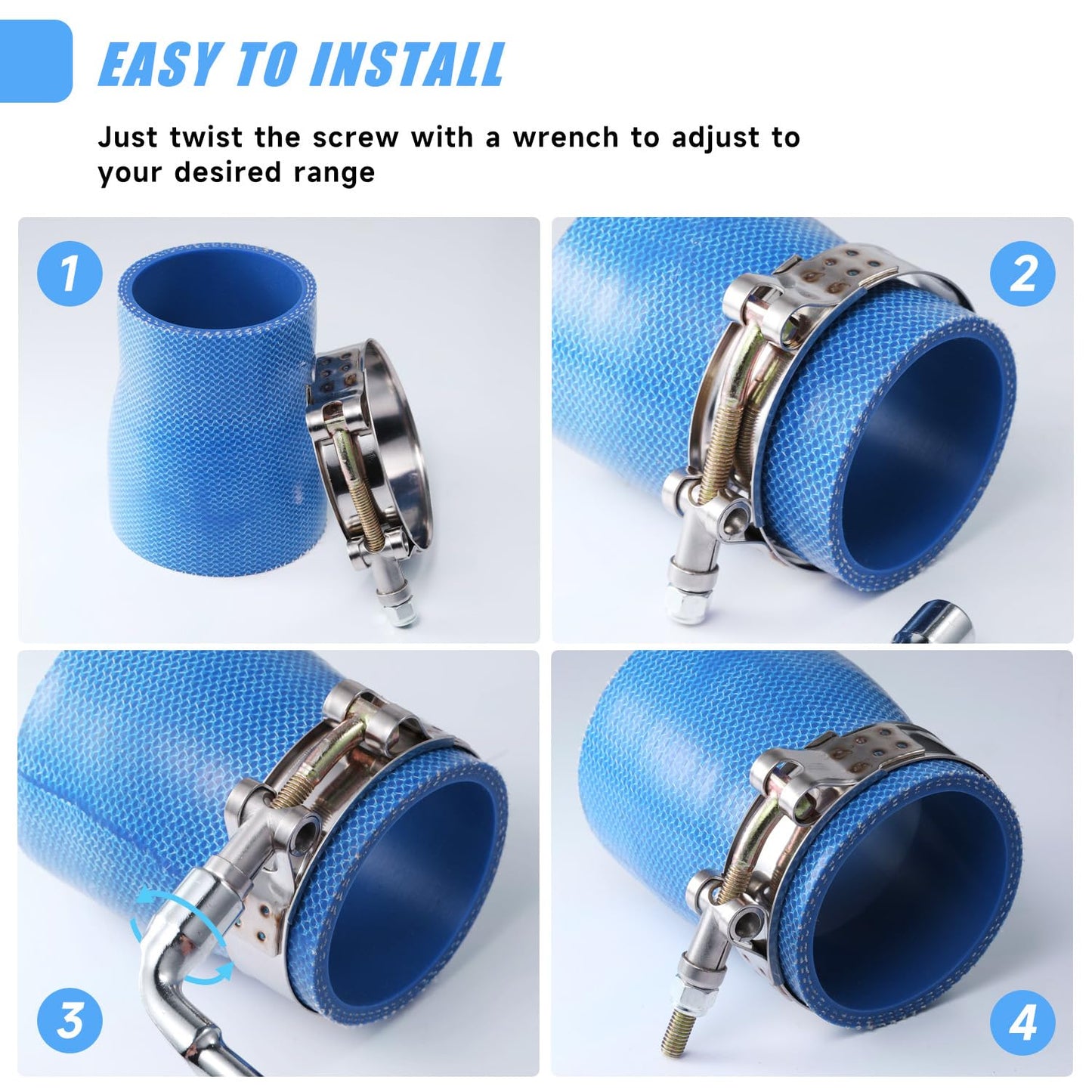 SEKSUALA 16Pack 1" T Bolt Hose Clamps - 304 Stainless Steel Turbo Intake Clamp for Turbo Tubes, Intercooler Pipes, Heavy Duty Radiator Hose Clamps Adjustable Range 34mm-40mm for 1" Hose ID