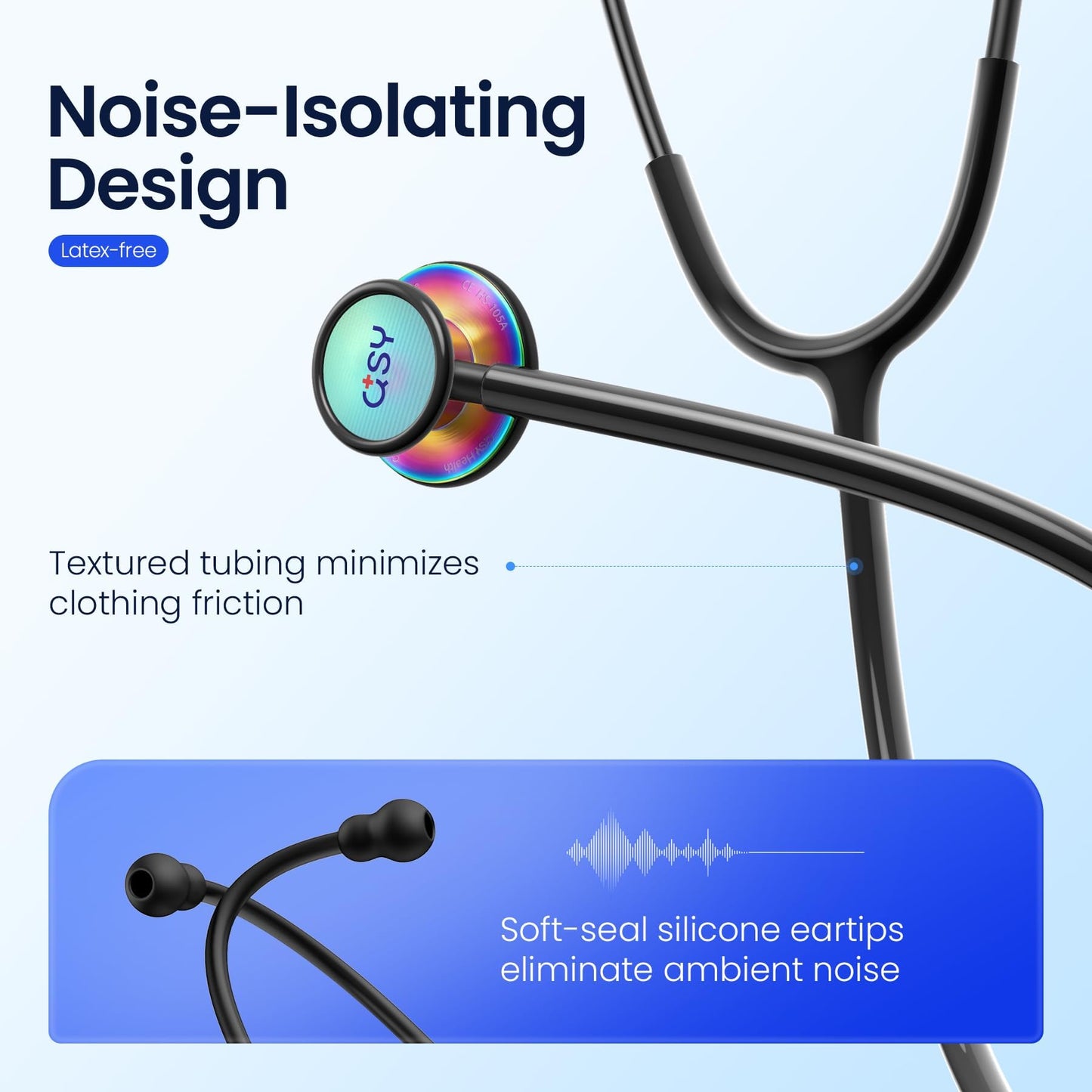Stainless Steel Stethoscope, Dual-Frequency Chest Piece, Bell & Diaphragm & Pediatric Diaphragm, Noise-Reducing Silicone Ear Tips, Ideal for Doctors, Nurses, Students Use