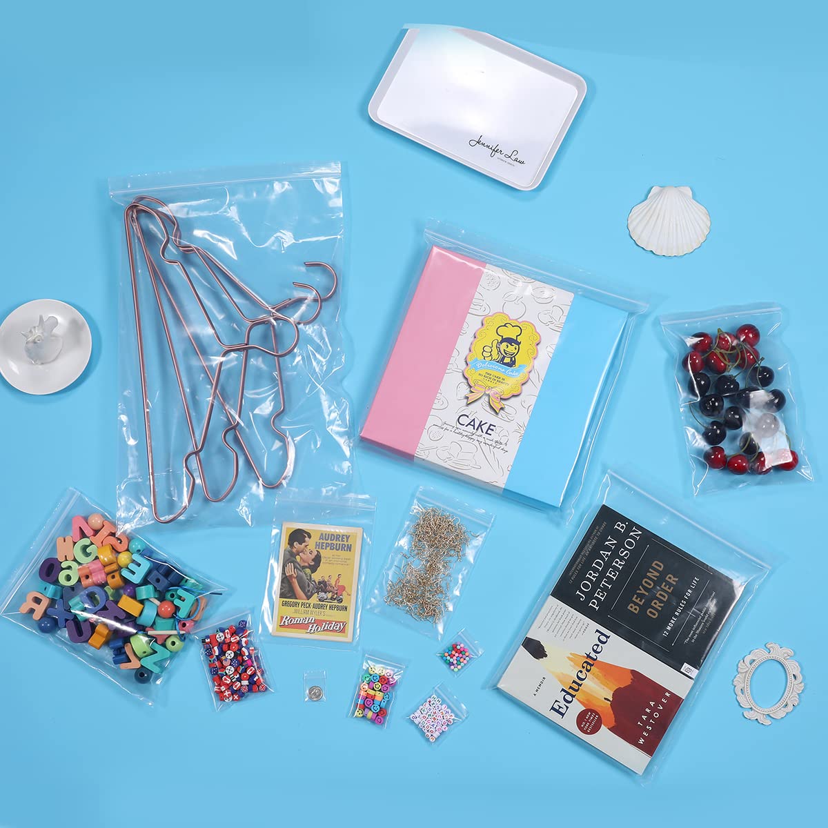 Somoga 50 PCS 12" x 18" Large Thick 2.5 Mil Clear Zip Poly Bags Plastic Reclosable Zip Seal Lock Bags Clothing Shoes Toys Prints Zipper Bag