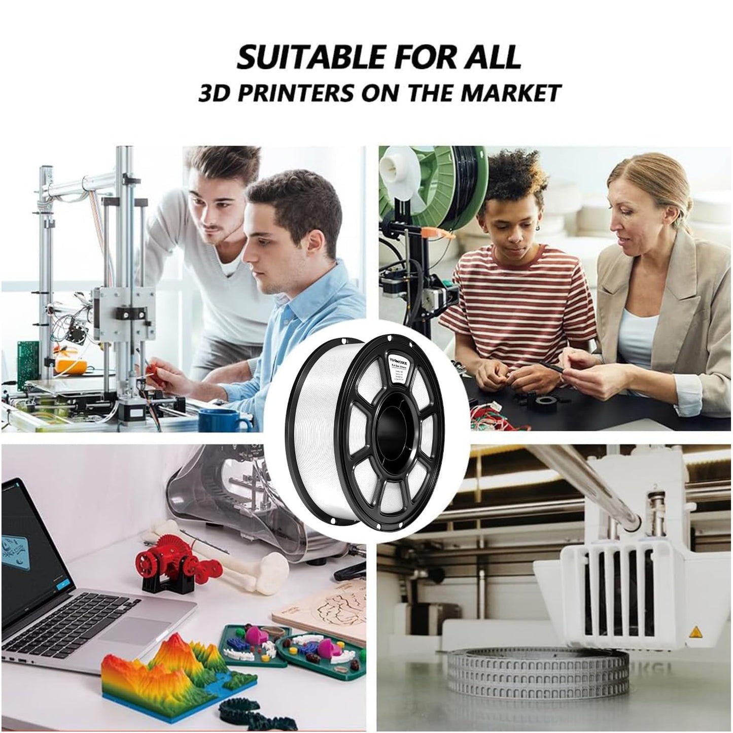 YUGMCOCE Silk PLA Filament 1.75mm,3D Printer Filament with a Metallic Glossy Finish, Dimensional Accuracy +/- 0.02 mm, 1kg Spool(2.2lbs) Fits for Most FDM 3D (A-Silk White Pla)