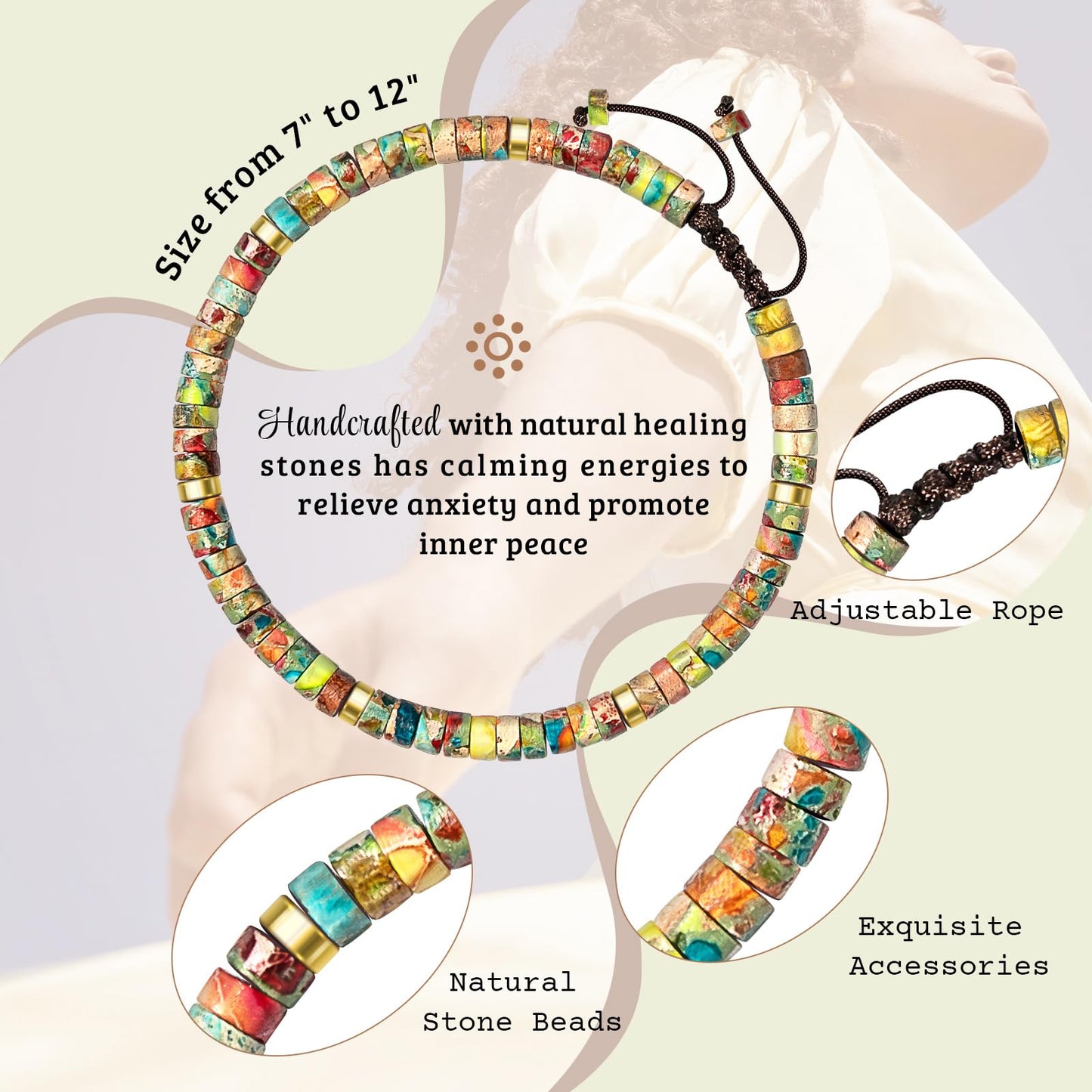 ZOKCC Cheer Up Gifts Bracelets for Women Healing Natural Stone Bracelets - Get Well Soon Inspirational Gifts for Women Friends Sister Friendship Bestie Coworker (D- BIG HUG- KING STONE)