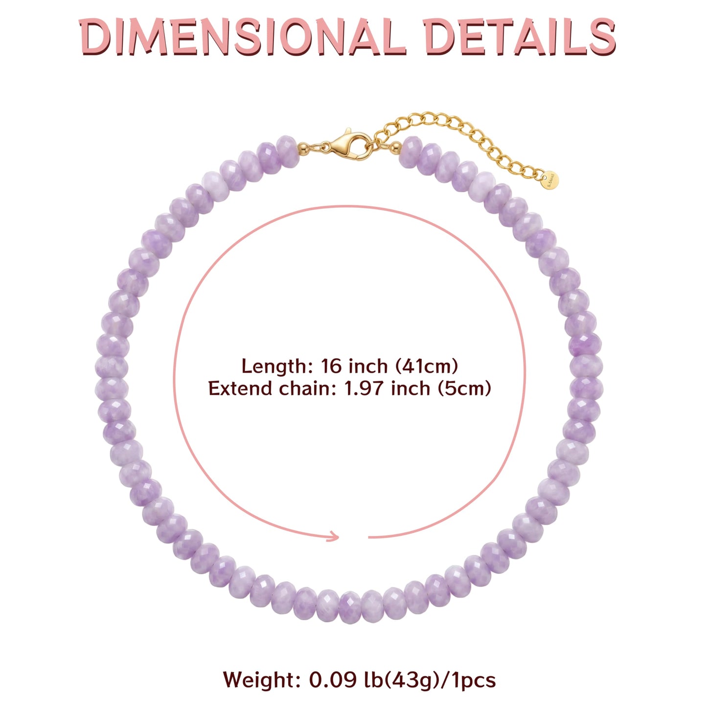 Badu Purple Gemstone Beaded Necklace for Women Natural Stone Bead Beach Choker Necklace Fashion Trendy Jewelry Gifts