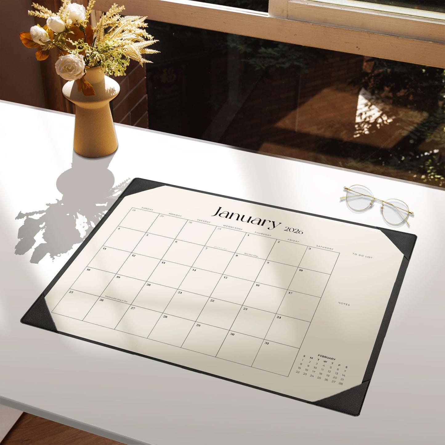Tutazook Large Desk Calendar 2026-2027 with Desk Mat, Desktop Calendar 18 Monthly Runs from January 2026 to June 2027, Desk Pad Calendar 22 x 17 Inch Perfect for Planning, Organizing, and Scheduling Your Life (Black)