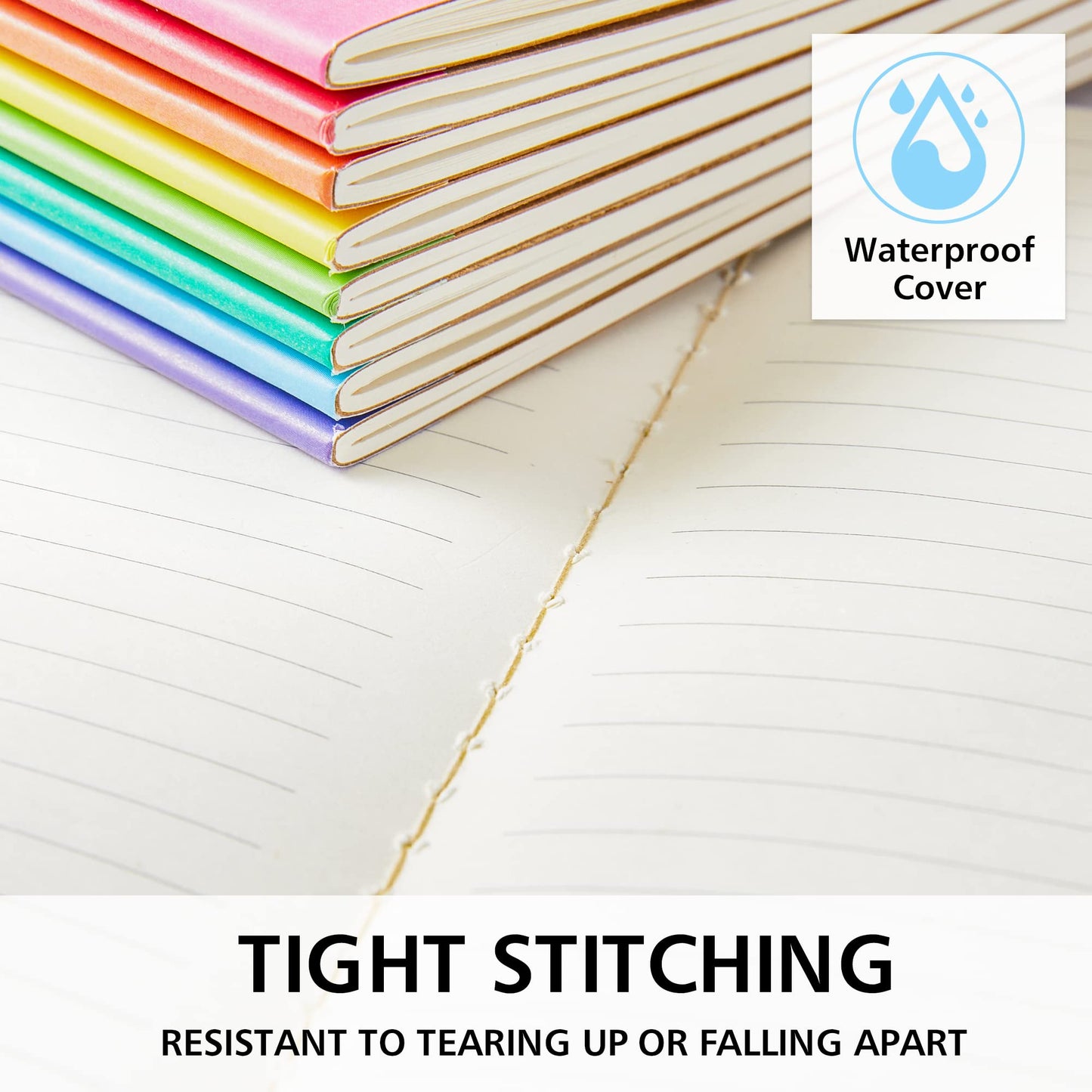 feela 80 Pack Composition Notebooks Bulk, Kraft Cover Lined Blank College Ruled Composition Travel Journals with Rainbow Spines For Women Students Business, 60 Pages, 8.3”x 5.5”, A5, 8 Colors