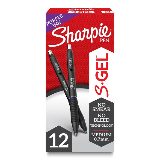 Sharpie S-Gel Pens, Medium Point (0.7mm), Purple Gel Ink, 12 Count - For Home, Office, School
