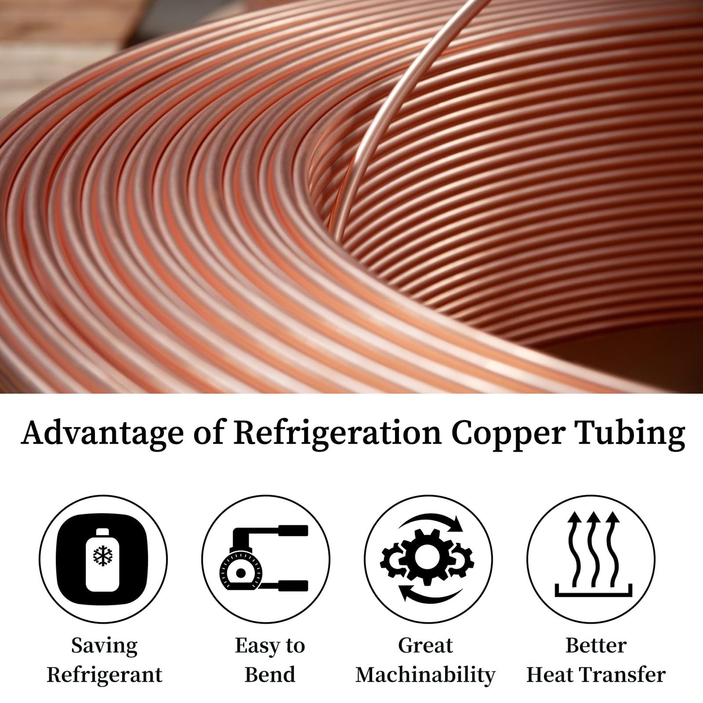GOORY Copper Tubing 1/8" OD x 0.07" ID x 25 Ft - 99.9% C12200 Pure ACR Tube - ASTM B280 Refrigeration T2 Copper Tube Soft Coil - Round Seamless Tubing for Refrigerator HVAC System Industry DIY