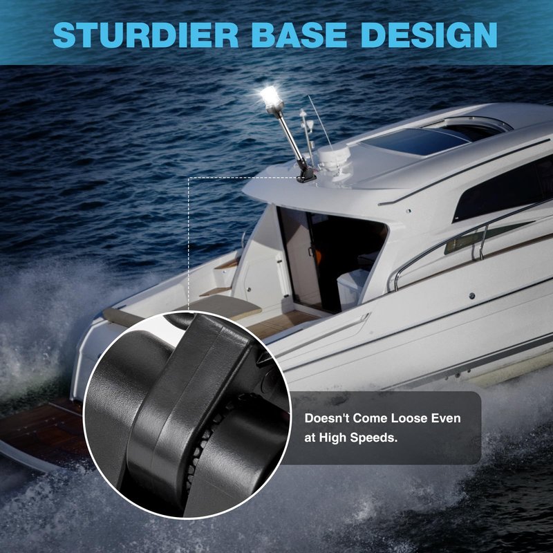 SETYPARY 12 Inches Anchor Light Boat Stern Light Waterproof IP67, White Fold Down Marine Navigation Lights for Boats LED for Pontoon, Jon Boat and Bass Boats (12-24V)