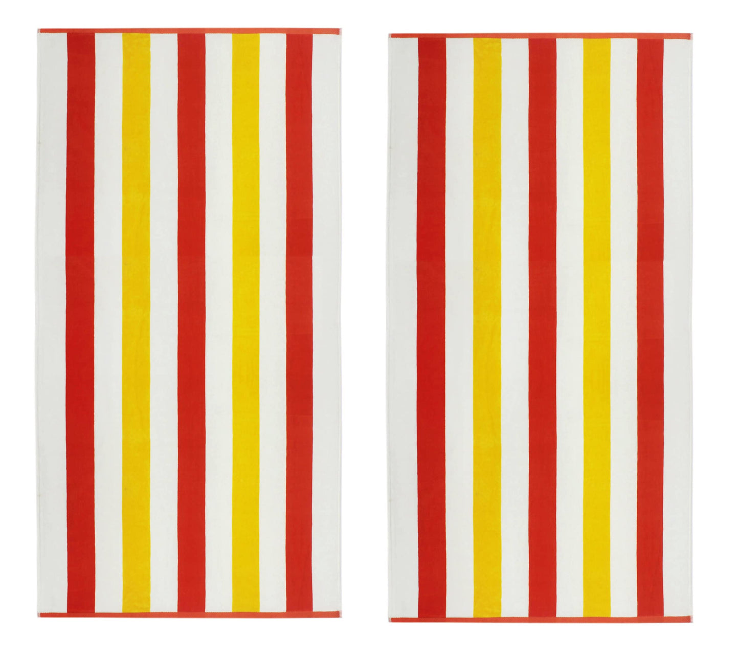COTTON CRAFT Oversized XL Beach Towel 35 x 70-2 Pack 100% Cotton Velour - Big & Huge - Pool Picnic Bath - Double Woven Thick Extra Plush Super Soft Luxury - 630 GSM - Cabana Stripe Orange Yellow
