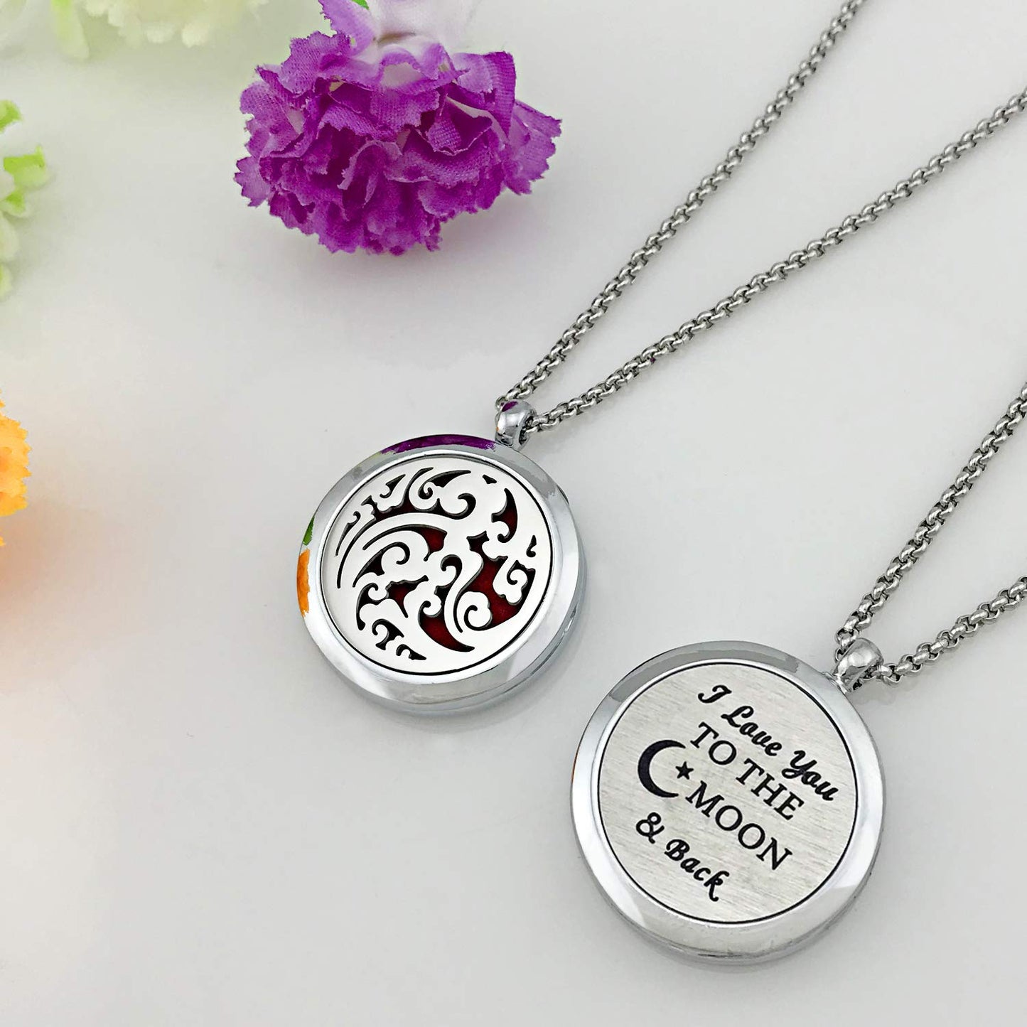 Essential Oil Necklace Diffuser Family Tree of Life Necklace Pendant Aromatherapy Locket Gifts (Sunflower)