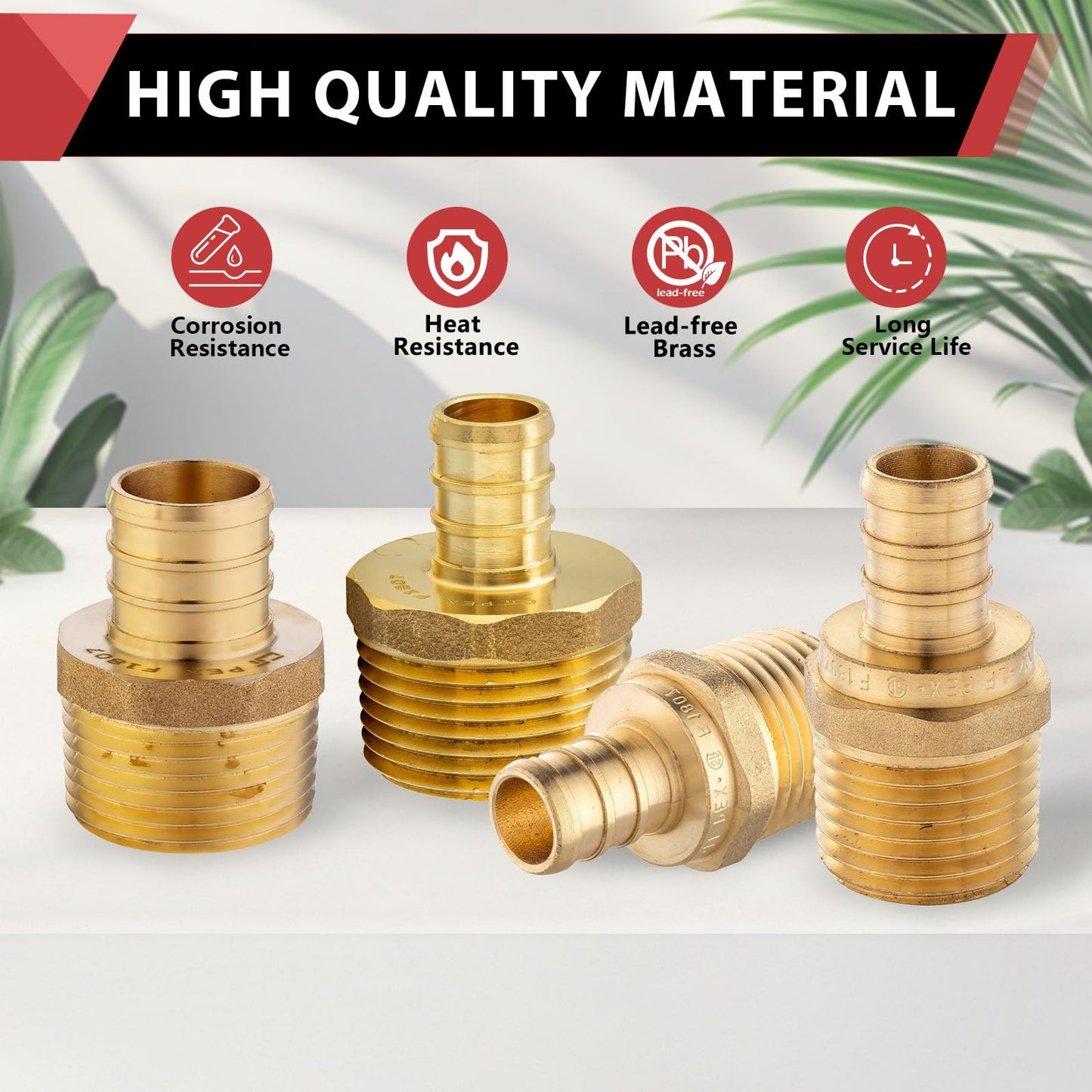200-Pack EFIELD 3/4-inch Pex Crimp Fittings,3/4 Inch x 3/4 Inch NPT Male NPT Adapters, ASTM F1807,(PEX1807021-200PCS)