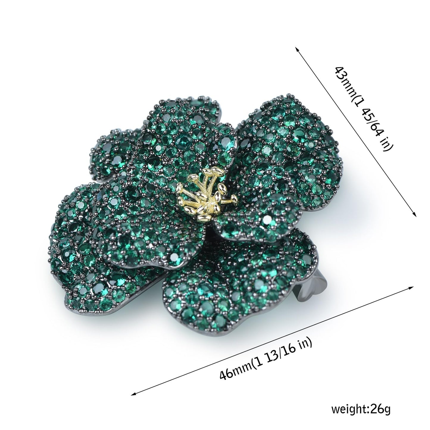 YYBONNIE Elegant Crystal Blooming Rose Flower Brooch Lapel Pin Breastpin for Women Birdal Cardigan Hat Scarf Suit Sweater Floral Pins (Green Crystal Flower)