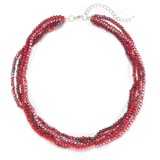 Noessla Multi-layer Crystals Beaded Choker Necklace for Women Colorful Boho Statement Necklace Trendy Costume Party Jewelry Mothers day Gifts for Mom(29-Red)