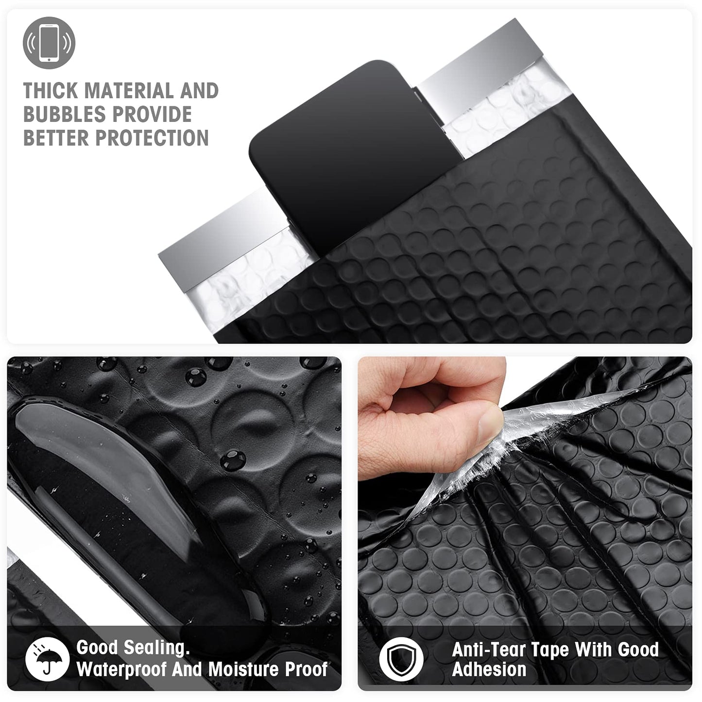 Metronic Bubble Mailers 6x10 Inch 25 Pack Usable Size 6x9" Black Bubble Mailer Waterproof Padded Envelopes for Gifts Packaging, Shipping, Mailing, Small Business Supplies