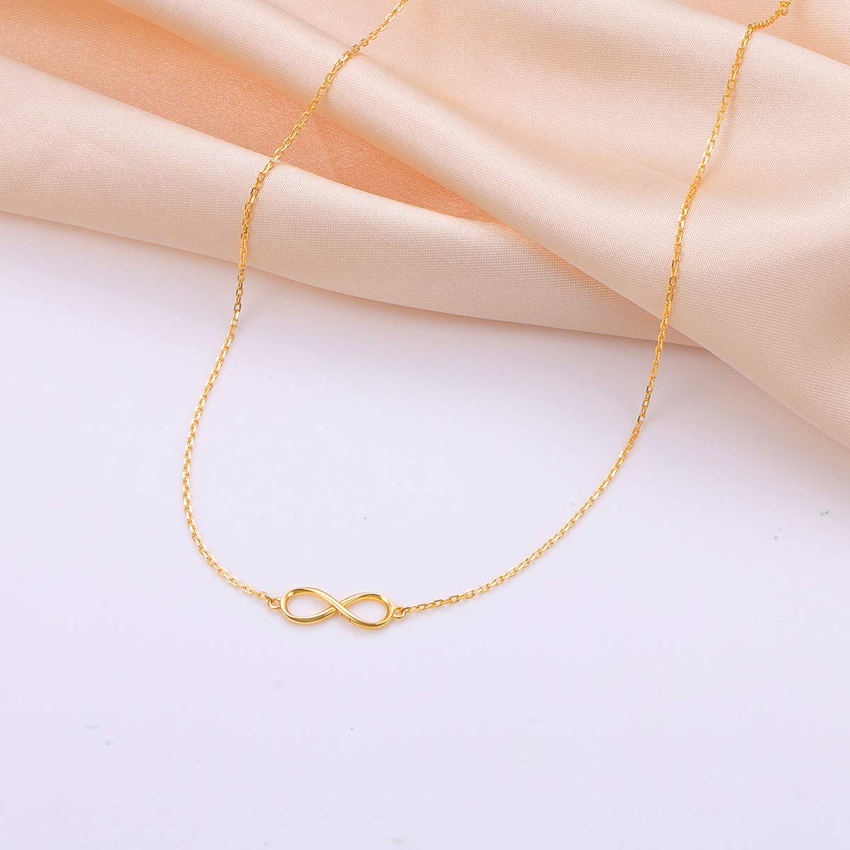 DAOCHONG S925 Sterling Silver Gold Infinity Choker Short Dainty Minimalist Necklace Pendant for Women Jewelry Gift