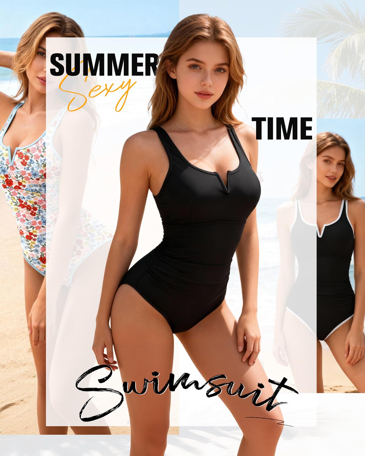 Century Star Women Tummy Control One Piece Swimsuit - Slimming Color Block Bathing Suit Sexy Summer Swimwear 2026 Black Medium