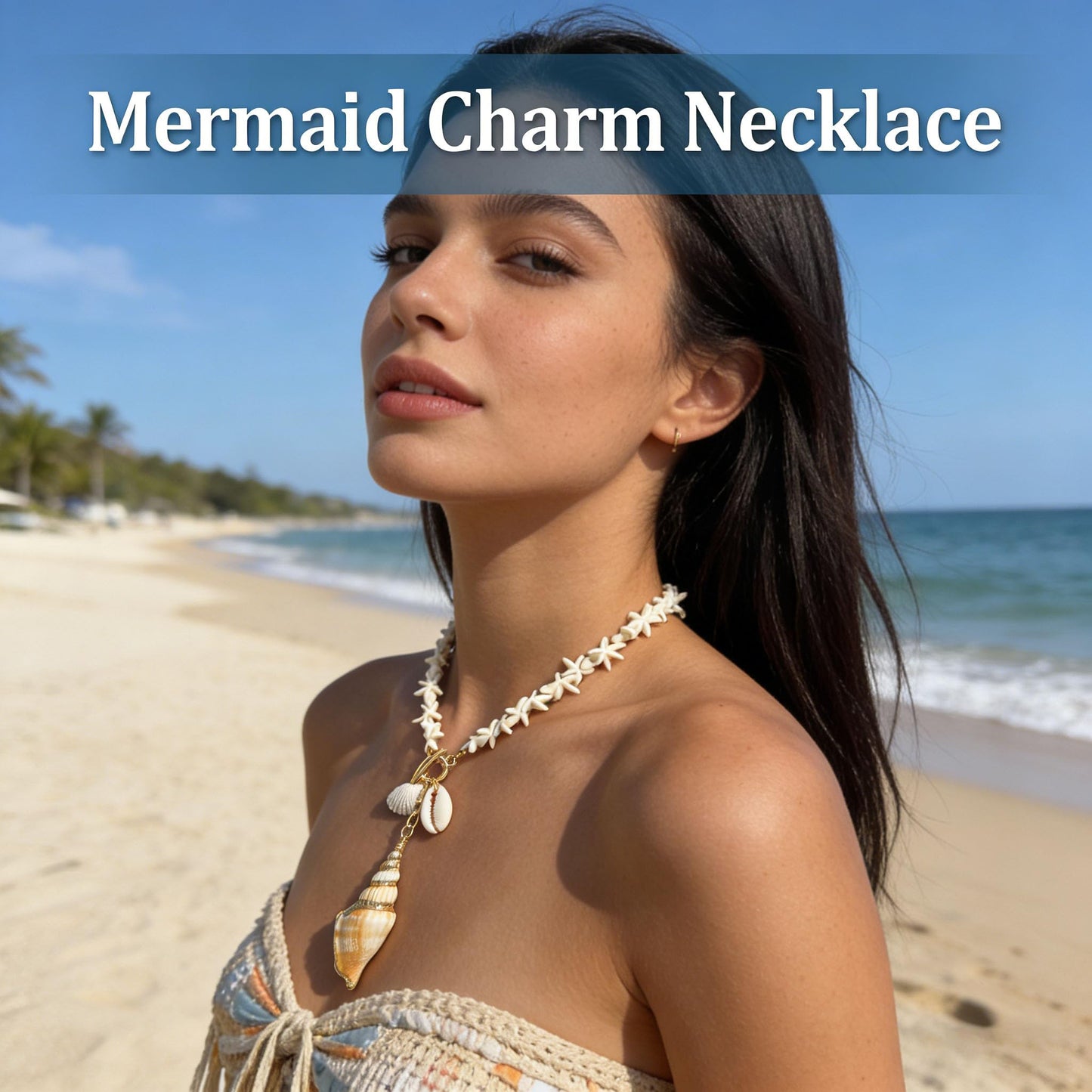 LKingel Gold Starfish Necklaces for Women Beaded Mermaids Starfish Shell Pearl Choker Pendant Necklaces Chunky Beach Necklace Mermaid Charm Necklace Summer Beach Jewelry for Women White2