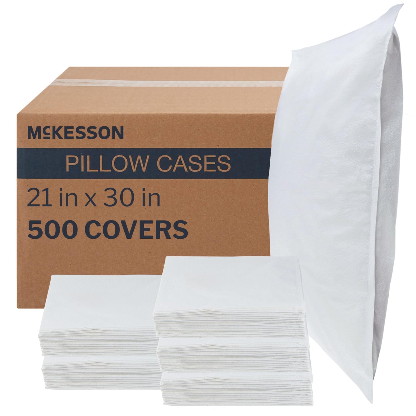 McKesson Disposable Pillow Case Covers [400 Count] Bulk Pillowcase, Single-Use for Medical Hospital Travel, Standard Size, White, 21 in x 30 in