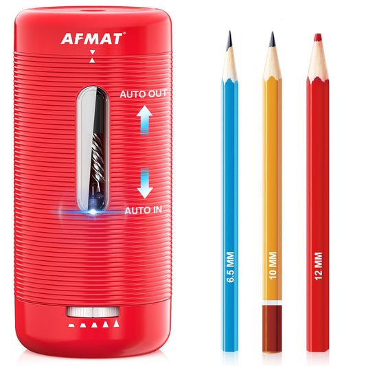 AFMAT Electric Pencil Sharpener, Fully Automatic Pencil Sharpener, Auto in & Out, Rechargeable Hands-Free Sharpeners for Jumbo & Colored Pencils (6.5-12mm), Portable for Home/Classroom/Office PSC2