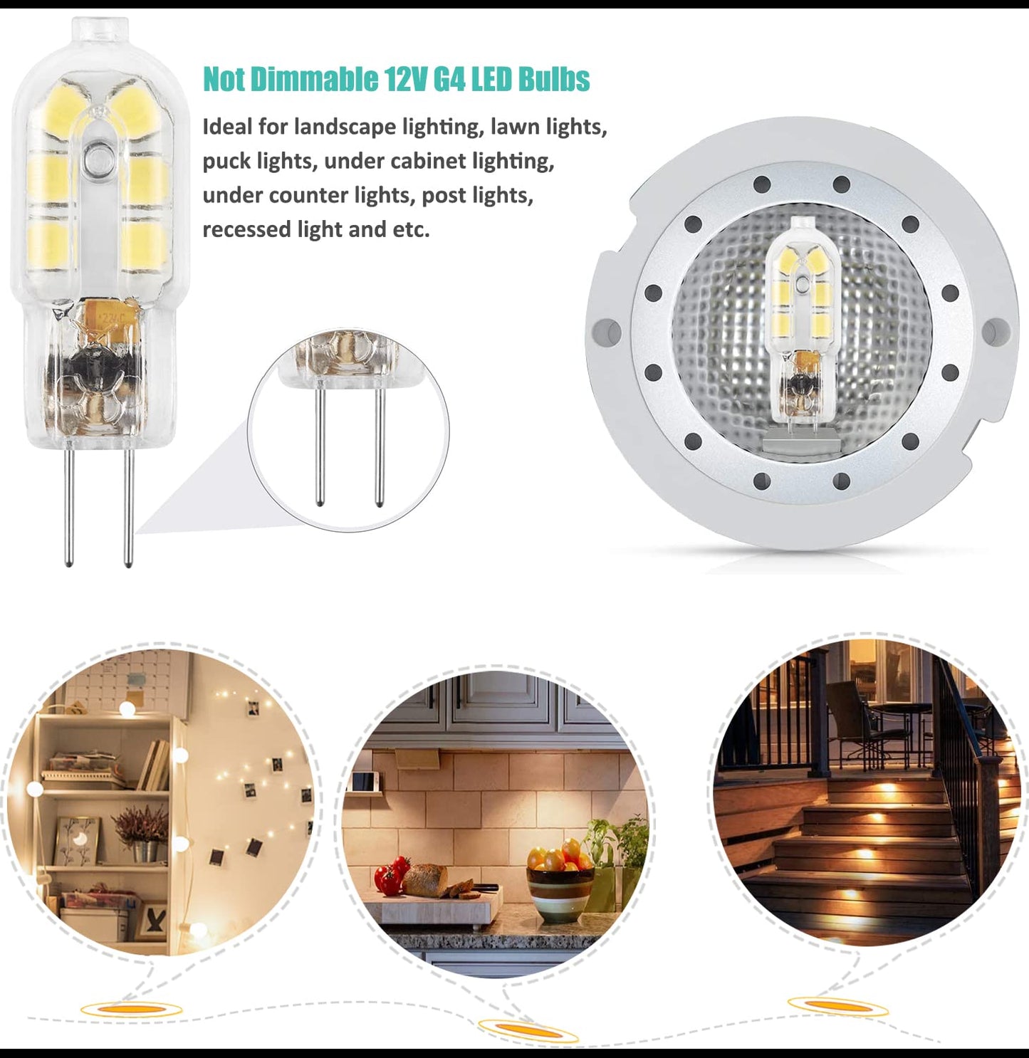 Amazing power G4 LED Bulb, 12V Bi Pin 20W Halogen Bulb Replacement, NOT Dimmable, Warm White 3000K, 10-Pack