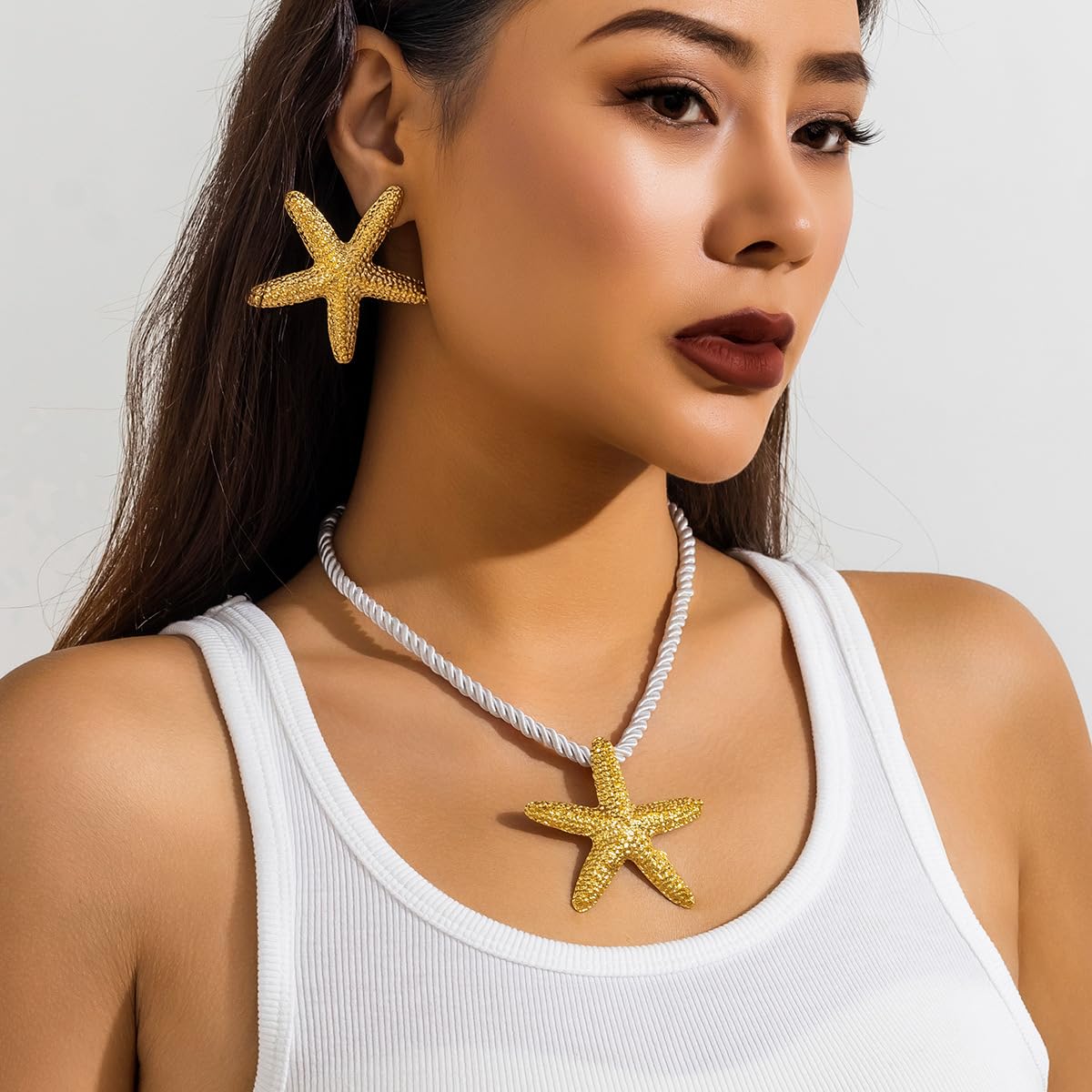 Layered Starfish Necklace Beach Jewelry for Women Seashell Cowrie Puka Shell Necklaces for Women Beach Necklace Turtle Beaded Choker Necklaces Ocean Jewelry (4 - G Set)