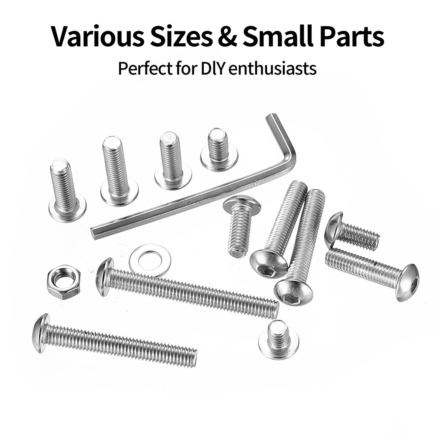 690 Pcs M5 Nuts and Bolts Assortment Kit, Pan Head Machine Screws and Nuts, Stainless Steel Hex Button Head Socket Cap Screws Bolts and Washers, Metric Screw Assortment, Fully Threaded
