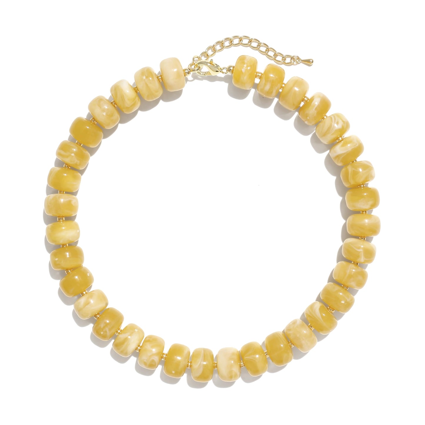 Badu Yellow Chunky Beaded Necklace for Women,Acrylic Bead Choker Statement Necklace Cute Trendy Necklaces Jewelry Gifts