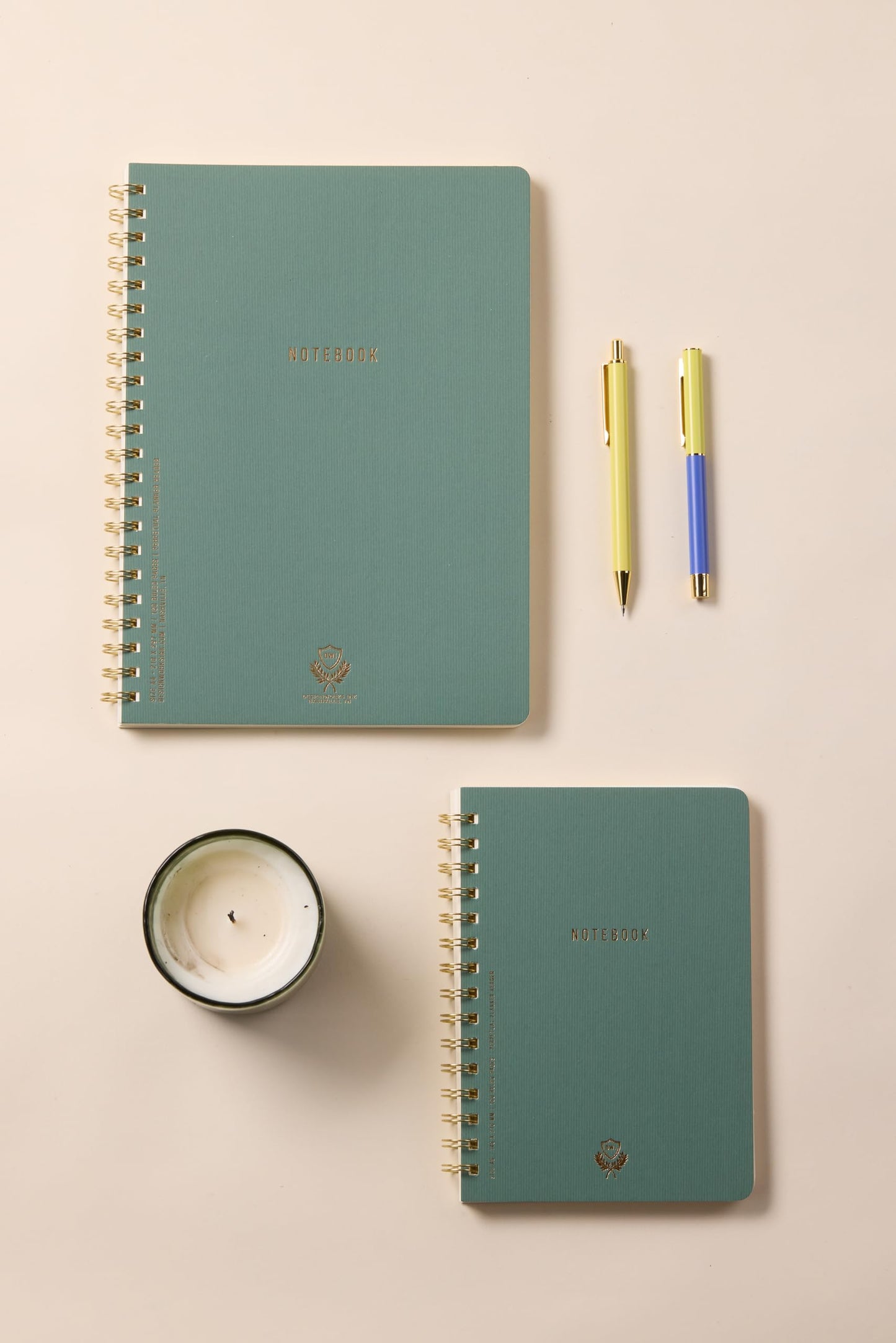 DesignWorks Ink Textured Paper Twin Wire Notebook, Daily Planner & Soft Cover Writing Journal, 160 Lined Perforated Pages, Large Spiral Notebook for Work & Journaling, 8.25 x 11.625 in, Juniper Green
