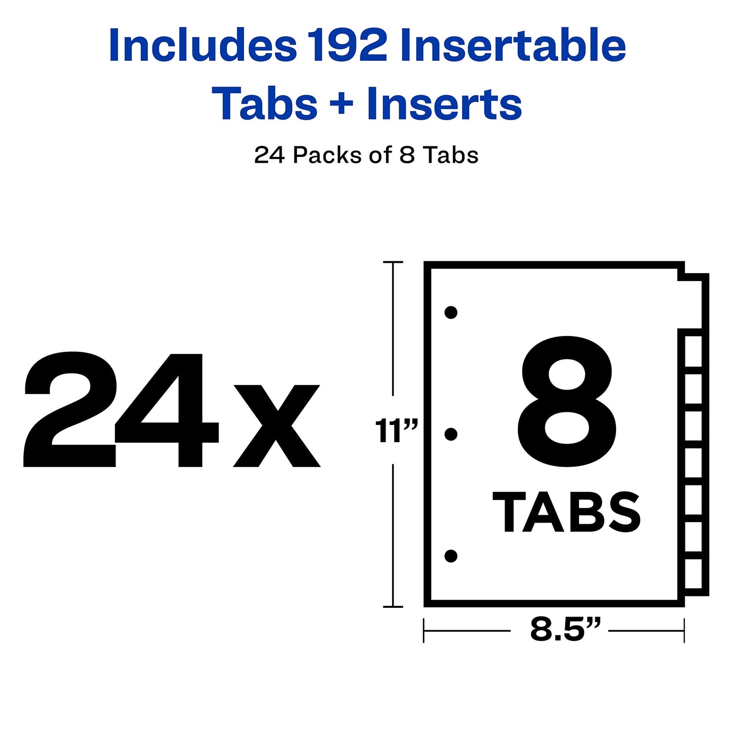 Avery Big Tab Insertable Dividers for 3 Ring Binders, 8-Tab Set, Buff Paper, Clear Tabs, Binder Divider Value Pack of 11112, 24 Sets Total (11115)