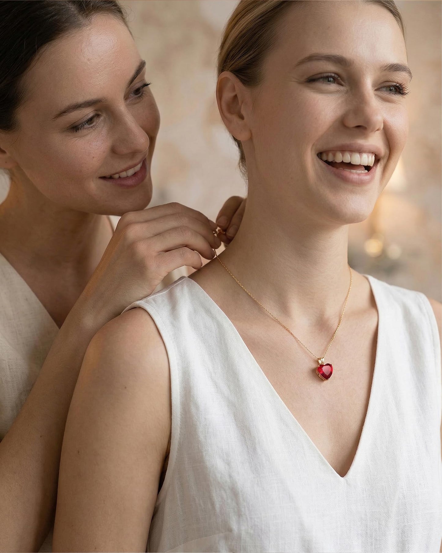 MIDDLUX Red Necklace, Red Heart Necklace, Y2k Necklace, Heart Necklaces for Women, Ruby Necklaces for Women, July Birthstone Jewelry for Women, July Birthday Gifts for Women