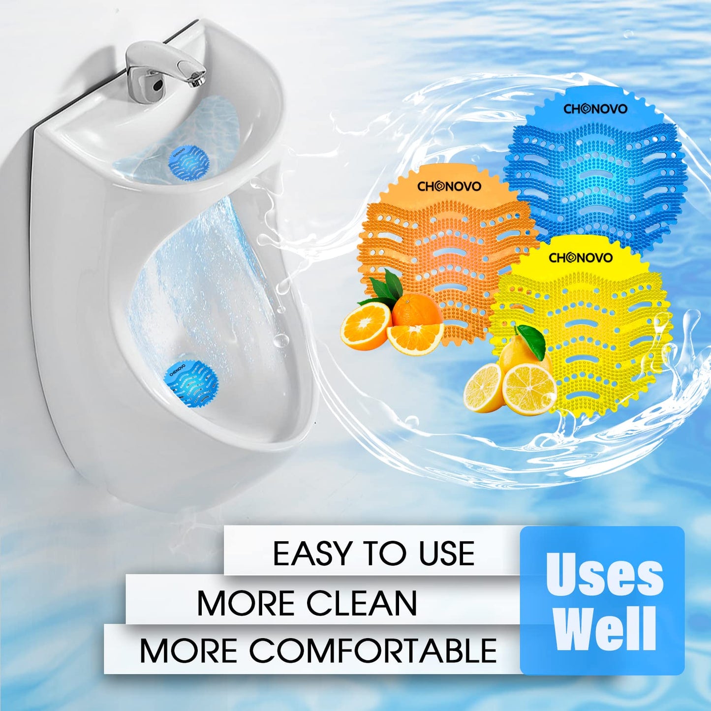 Urinal Screen Deodorizer,36 Pack Urinal Cakes Bulk Scented Anti-Splash Urinal Mats Deodorizer Fresh Pads for Toilet,Bathroom,Restaurants,Offices,Schools,Hotels(Ocean Breeze/Lemon/Orange)