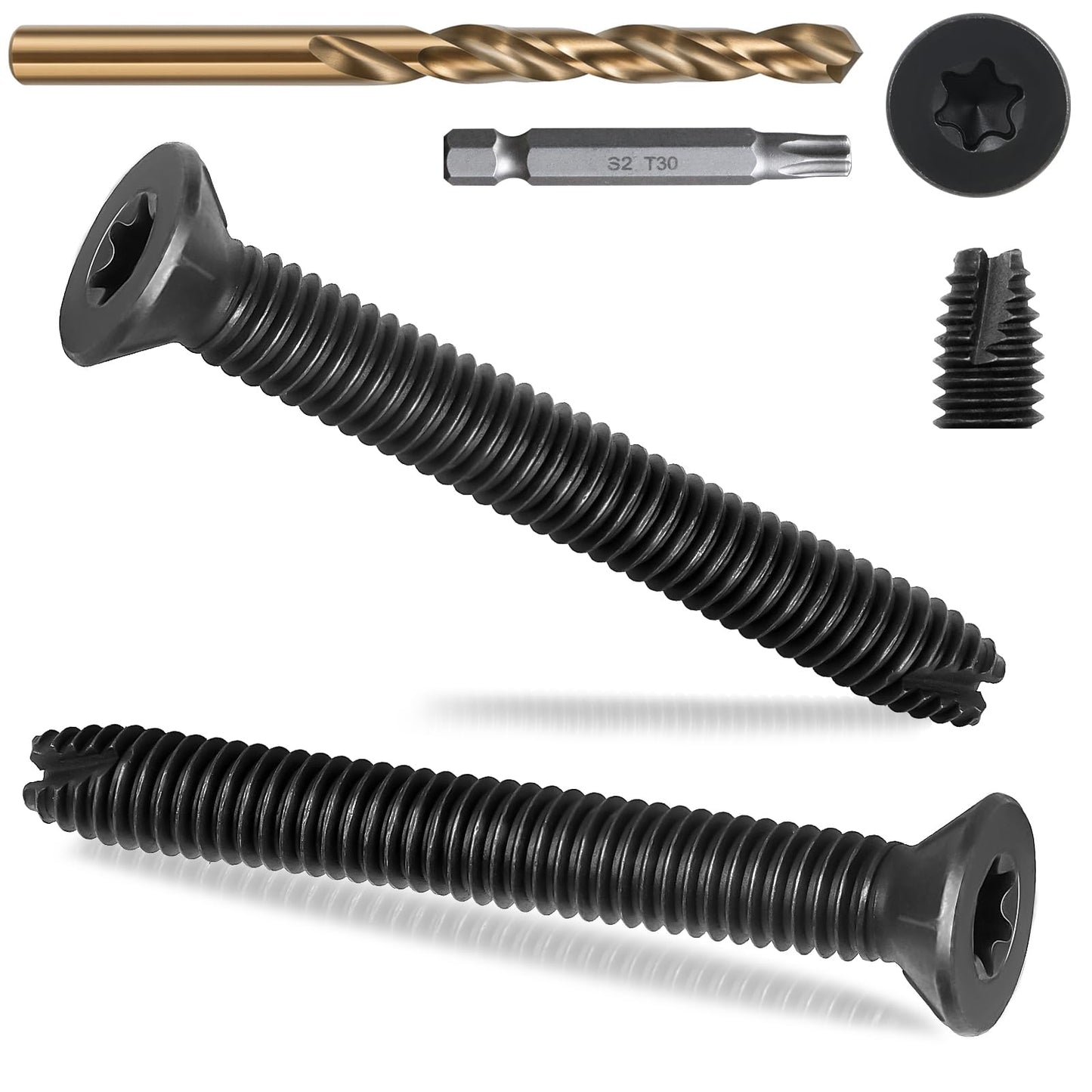 1/4-20 x 2-1/2" Flat Head Thread Cutting Self Drilling Deck Screws, Type 7, Star Drive T-30, Steel Floorboard Thread Cutting Screws for Wood & Metal-300 Pack