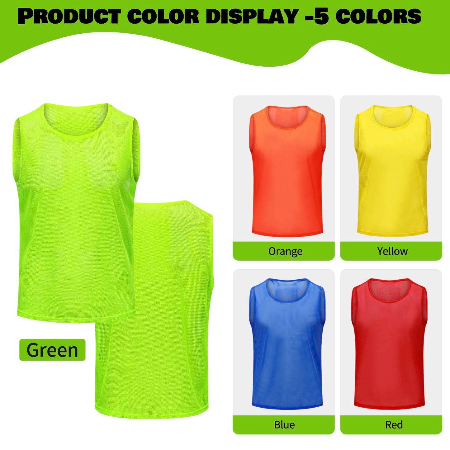 PULUOMASI 12/24/48PCS Pinnies Youth Team Pennies for Sports Kids Adults