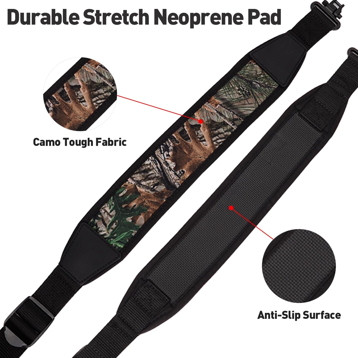 BOOSTEADY Two Point Gun Sling with Swivels,Durable Shoulder Padded Strap,Length Adjuster