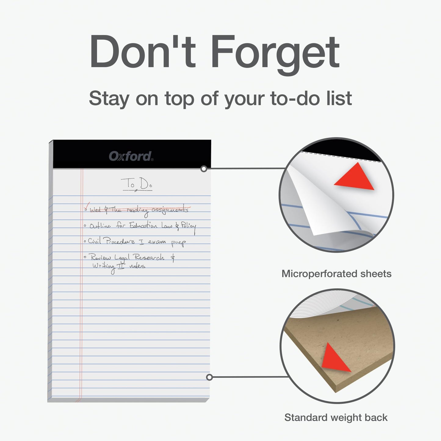Oxford Legal Pads, 12 Pack, Premium Note Pads, 50 Legal Ruled 5" x 8" Sheets, Bright White Paper with Firm Back, Small Portable Notepads