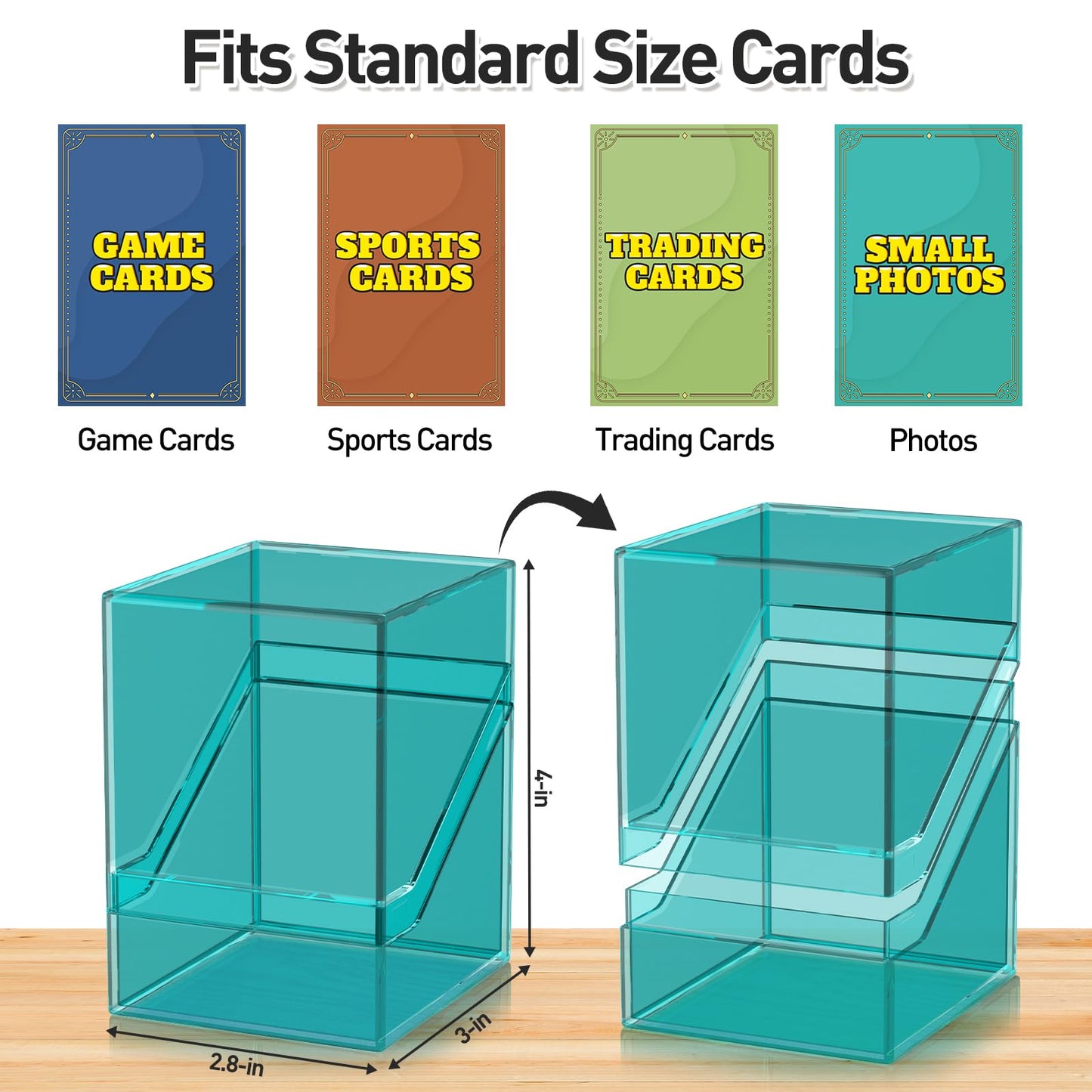 Mlikero Card Deck Cases, Acrylic Commander Deck Box Holding 100+ Sleeved Cards with Dividers, Clear Card Storage Box Fit for MTG, TCG, Sports Cards (Mint Blue)