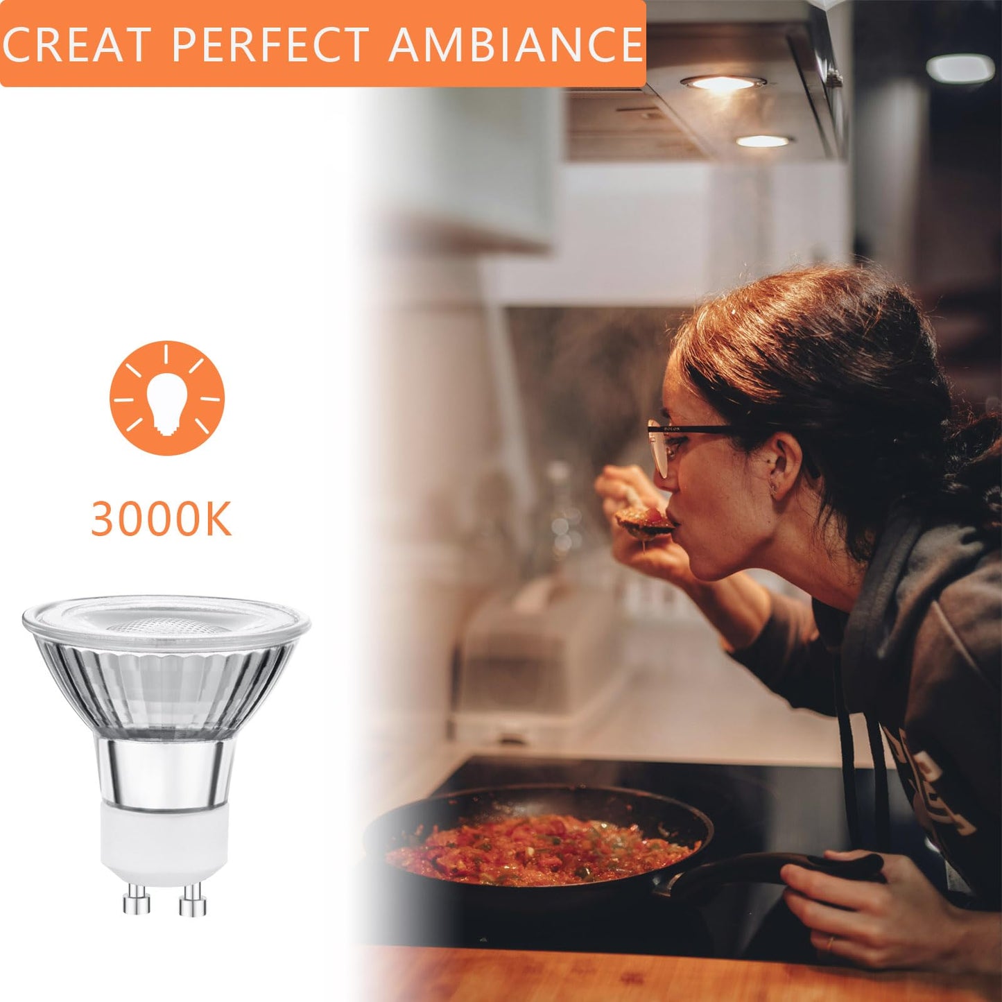 LED GU10 Range Hood Light Bulbs, LED Stove Appliance Light Bulb, Kitchen Light Replacement Halogen Light Bulb, 50W Equivalent, Warm White 3000K, 6W 550 Lm, Dimmable,Waterproof IP65 Pack of 2
