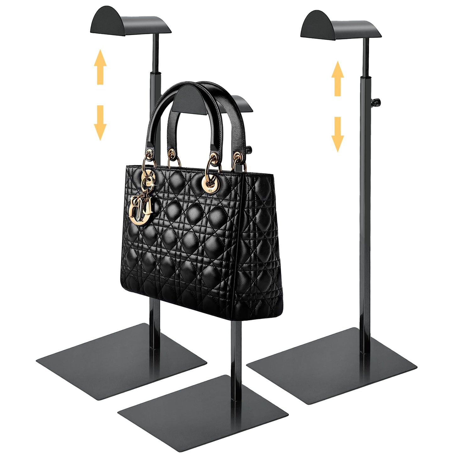 Royxen 3 Pack Purse Holder, Purse Display Stand with Adjustable Height, Bag Stands for Display, Stainless Steel Purse Rack for Bags Organizer (Black)