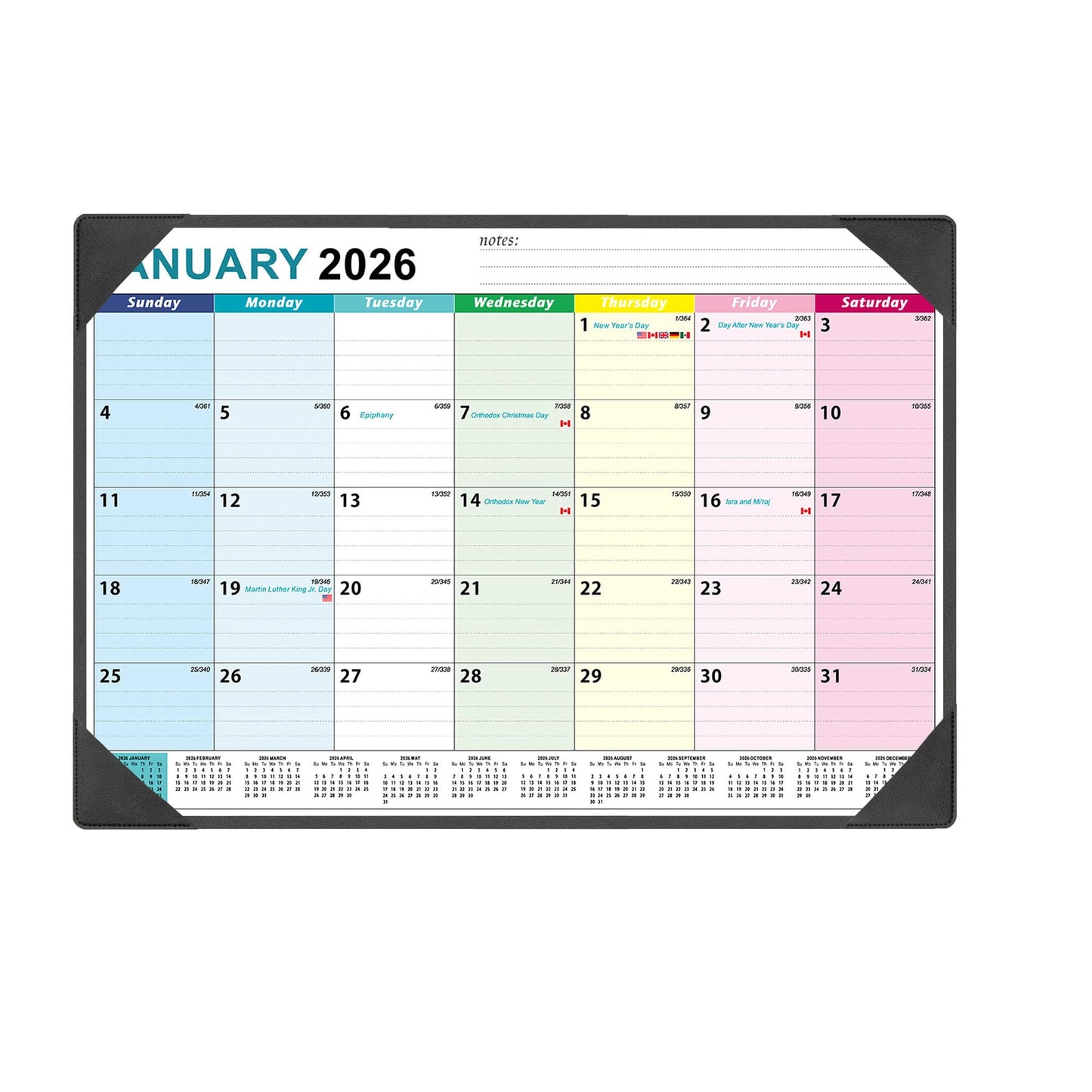 Large Desk Calendar 2026-2027 17'' X 22'' with Desktop Mat, 18 Months Desktop Calendar from JAN 2026 - JUN 2027, Blotter Calendar for Office School Home, Rolled Package