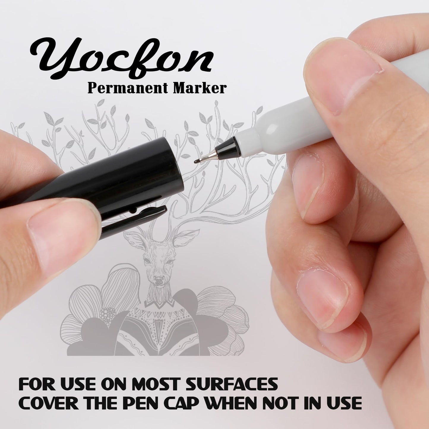 Yocfon Permanent Markers Ultra Fine Tip, Bulk Pack Of 72 Count Black Permanent Marker Set, Quick-Drying Ink, Works On Plastic, Wood, Stone, Metal And Glass