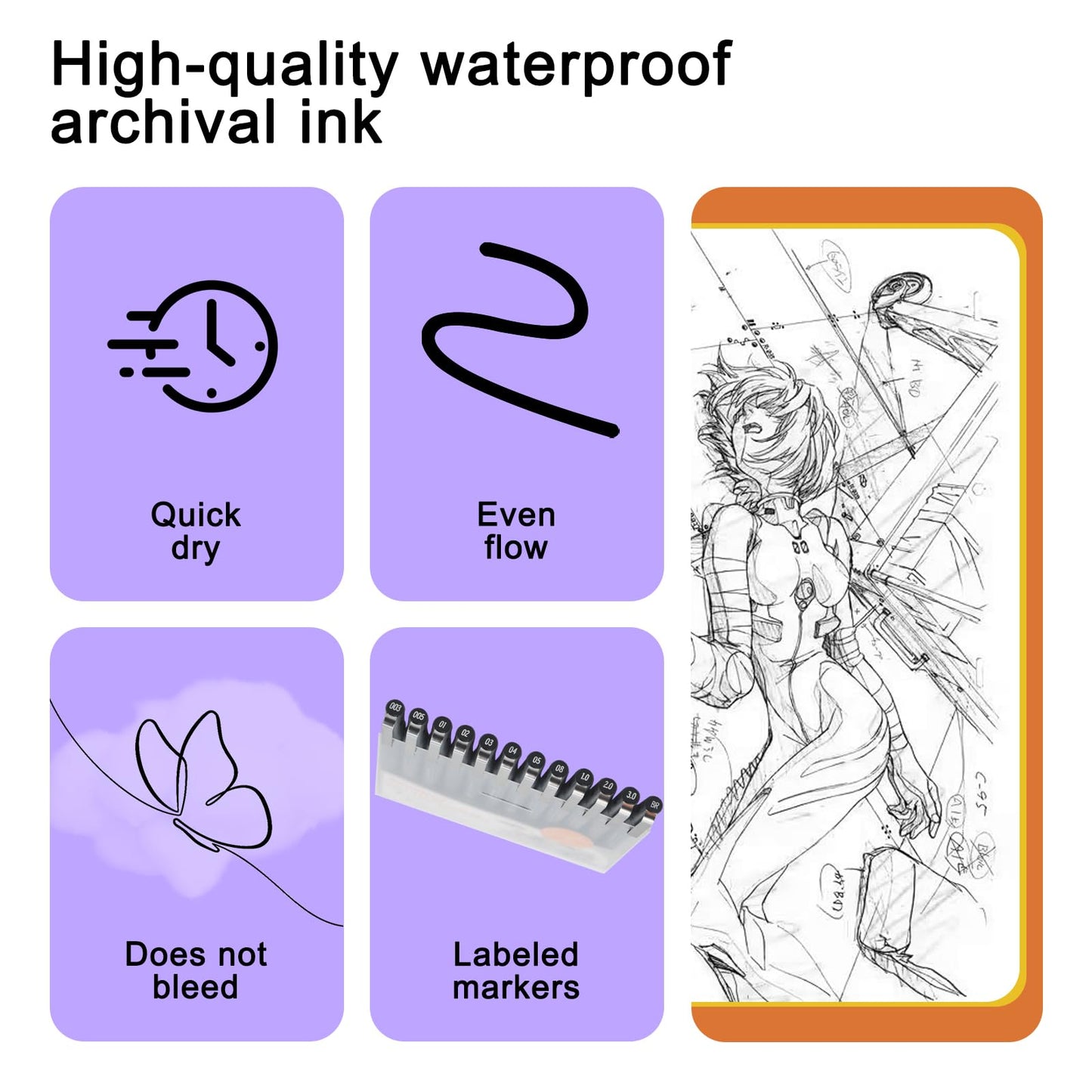 EYEYE Micro Fineliner Pens, Black Drawing Art Pens,12 Archival Pen Waterproof Ink Set Artist Supplies Archival Inking Markers Sketch Outline Pen, Precision Drawing and Sketching Kit