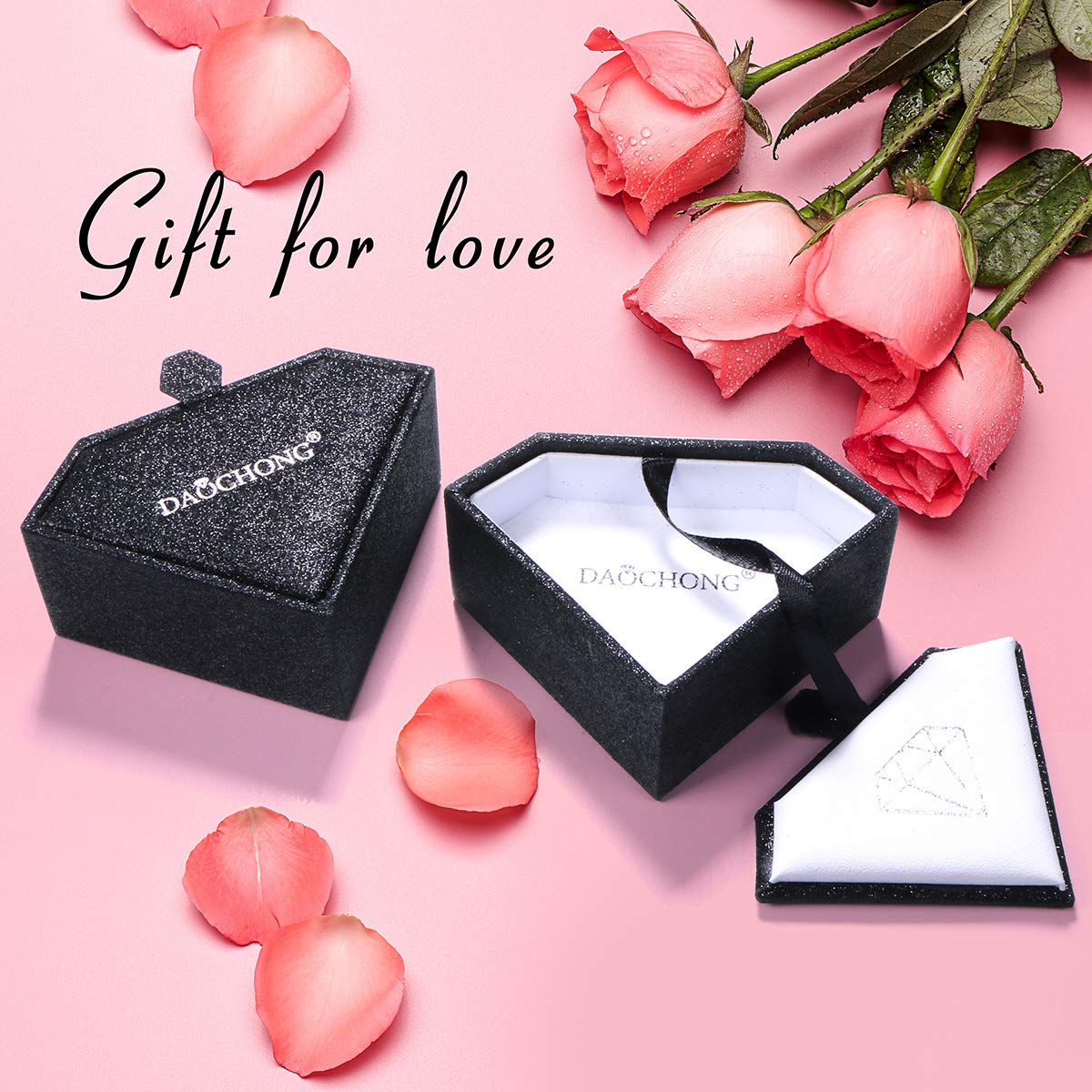 DAOCHONG S925 Sterling Silver Black Heart Choker Short Dainty Necklace Pendant for Women Jewelry Gift