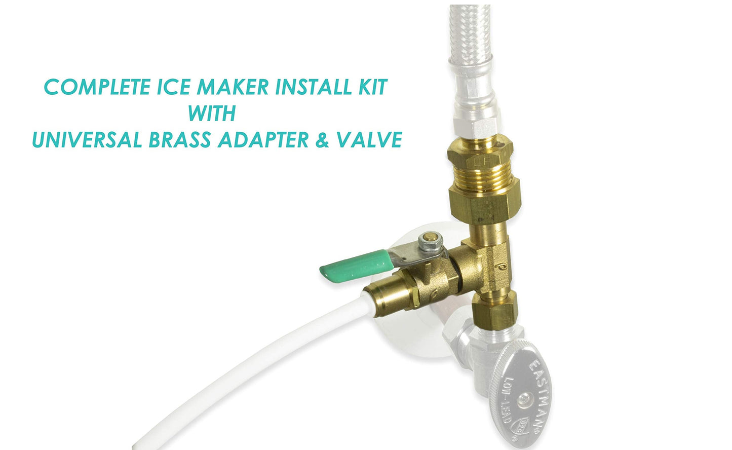 Ice Maker Fridge Quick Installation Kit with 25' Feet Tubing for Drinking Water Appliance Water Line, Solid Brass Stop Tee and Valve, 1/4" Fittings