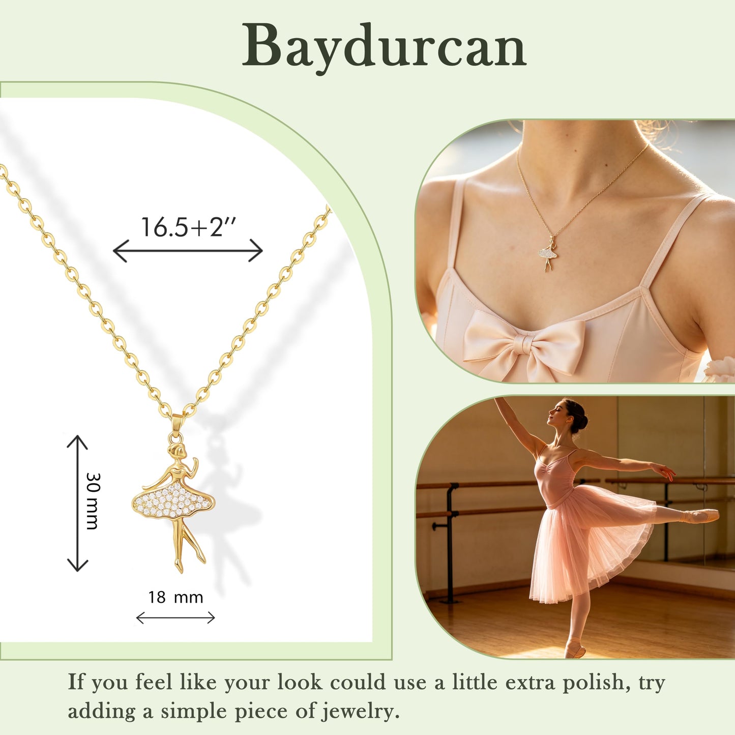 Baydurcan Ballet Necklace for Women, Dance Gifts for Dancer Sister Daughter, Recital Competition Gifts, Ballerina Gift Necklace